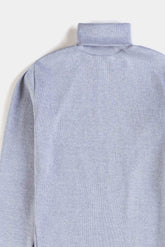 Rib Cotton Turtleneck - Heather Grey